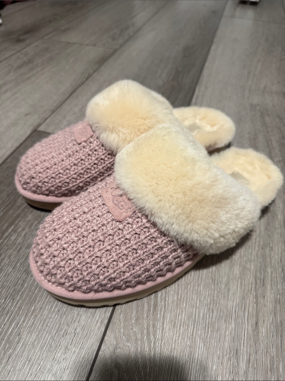 UGG slippers Knit Faux-Fur Lined Women's Slippers - Pink